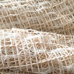 Vintage RARE 70s Open Weave Fishnet Curtain Fabric – Retro Boho Mesh 160” x 42”